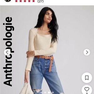 Anthropologie Light Cream Crew Neck Sweater